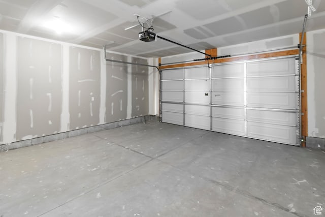 garage with a garage door opener