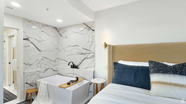3000 Canyons Resort Dr Unit 4600, Park City, UT 84098 - bedroom featuring recessed lighting, visible vents, and tile walls
