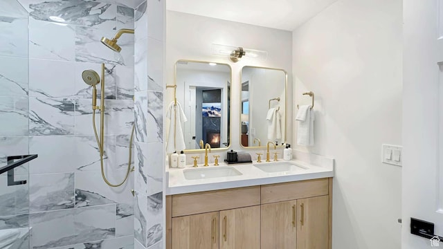 3000 Canyons Resort Dr Unit 4600, Park City, UT 84098 - bathroom featuring double vanity, a marble finish shower, and a sink