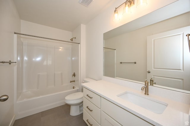578 S 1080 W, American Fork, UT 84003 - bathroom with vanity, bathing tub / shower combination, tile patterned floors, toilet, and visible vents