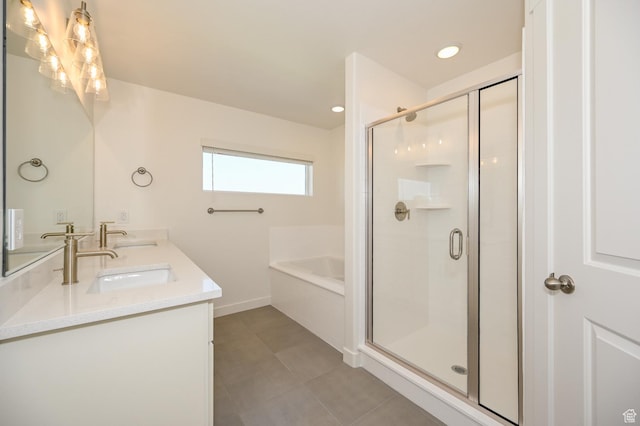 578 S 1080 W, American Fork, UT 84003 - bathroom featuring a shower stall, a bath, double vanity, and a sink