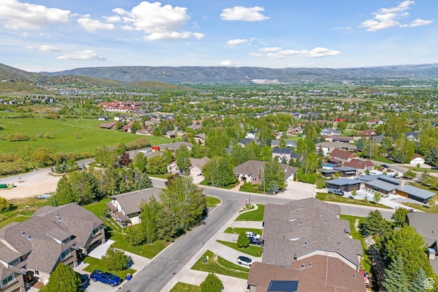 aerial view with a residential view and a mountain view
