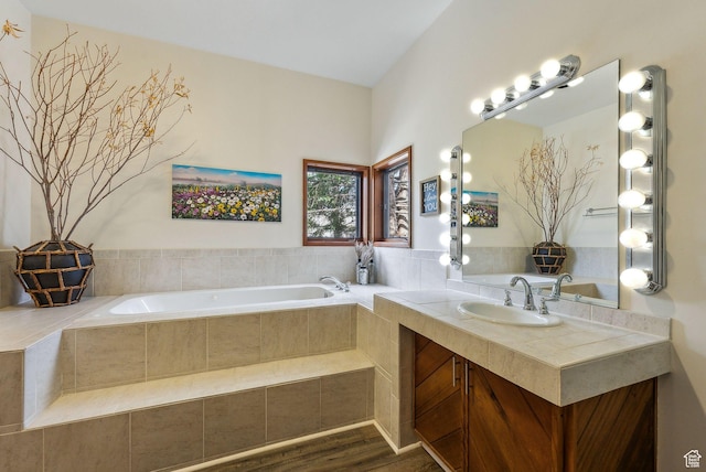 1450 Deer Valley Dr N, Park City, UT 84060 - bathroom featuring vanity, a bath, and wood finished floors