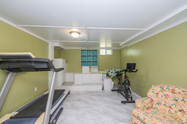 exercise room with marble finish floor