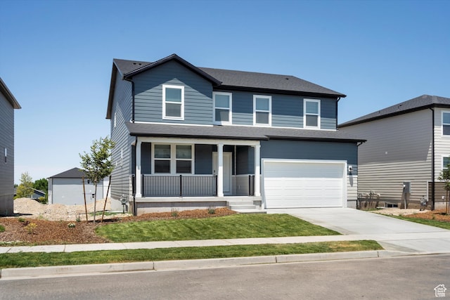 1345 N Harper Way Unit 0250, Tooele, UT 84074 - traditional-style house with covered porch, driveway, an attached garage, and a shingled roof
