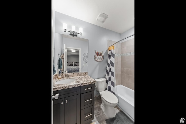 2154 E 1340 S, Heber City, UT 84032 - ensuite bathroom featuring shower / bath combo, visible vents, toilet, connected bathroom, and vanity