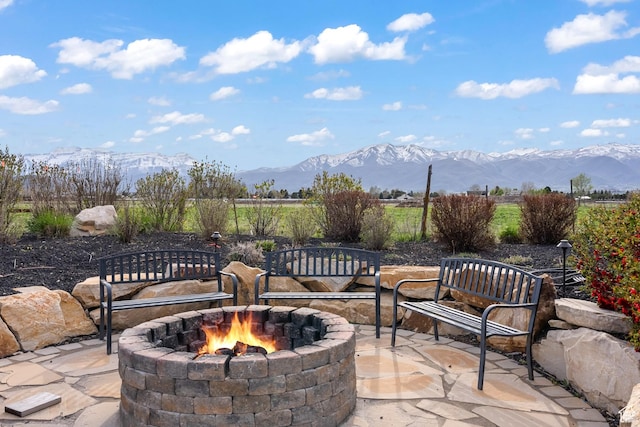 2154 E 1340 S, Heber City, UT 84032 - view of patio / terrace with a mountain view and a fire pit