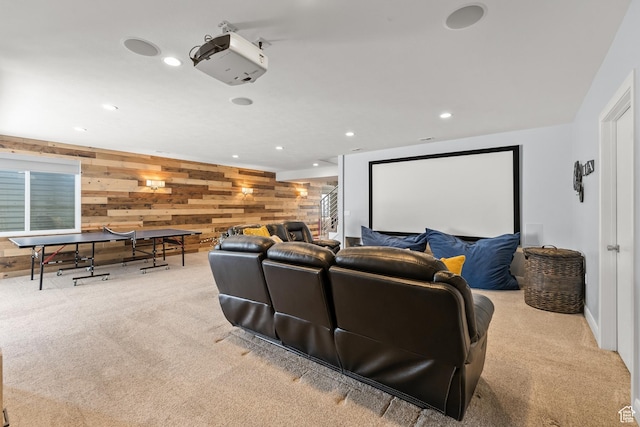2154 E 1340 S, Heber City, UT 84032 - carpeted cinema with wood walls, baseboards, and recessed lighting