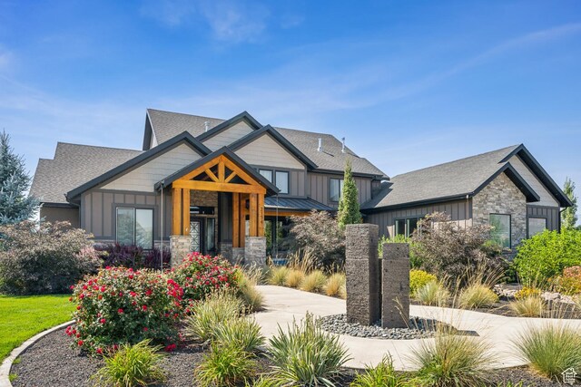 2154 E 1340 S, Heber City, UT 84032 - craftsman-style house featuring board and batten siding, a shingled roof, and stone siding