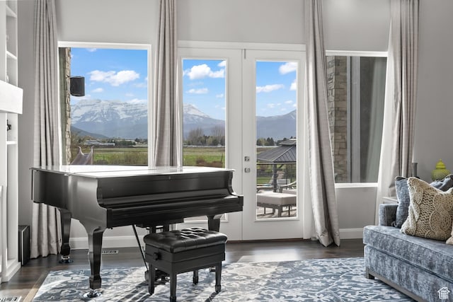 2154 E 1340 S, Heber City, UT 84032 - sitting room featuring baseboards, a mountain view, and wood finished floors