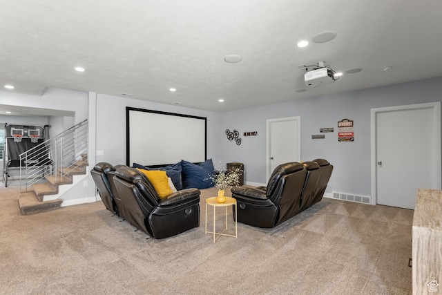 2154 E 1340 S, Heber City, UT 84032 - home theater with recessed lighting, visible vents, and carpet floors