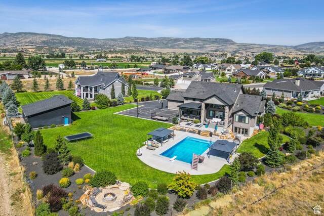2154 E 1340 S, Heber City, UT 84032 - exterior space featuring a patio, a residential view, a yard, and a mountain view