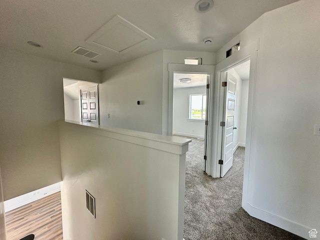 1038 W 2260 S Unit 105, Nibley, UT 84321 - corridor featuring light colored carpet, an upstairs landing, and attic access