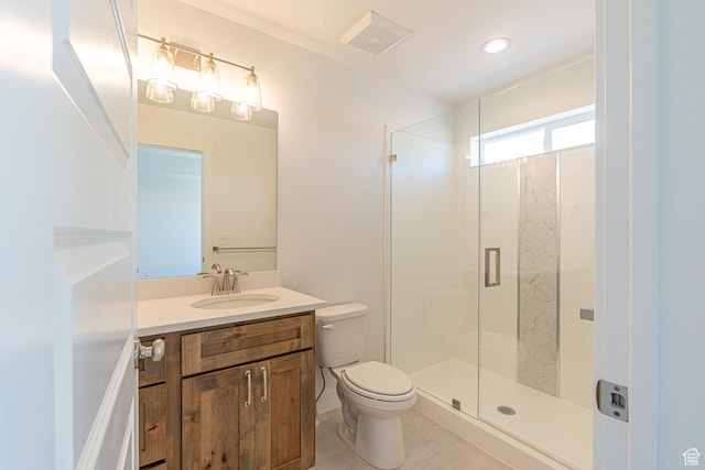 1038 W 2260 S Unit 105, Nibley, UT 84321 - bathroom featuring a shower stall, vanity, and tile patterned flooring