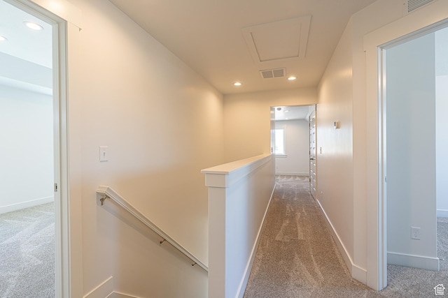 1038 W 2260 S Unit 105, Nibley, UT 84321 - hallway with an upstairs landing, carpet floors, and recessed lighting