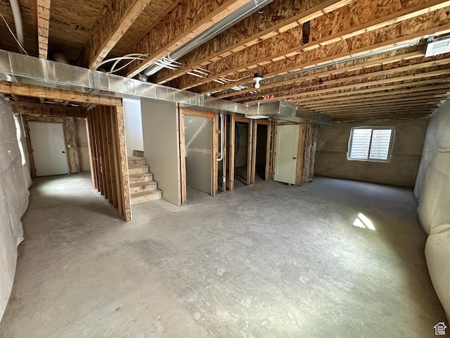 below grade area with stairway