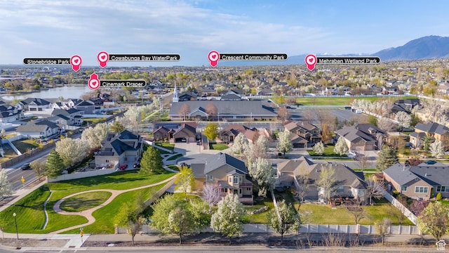drone / aerial view with a residential view