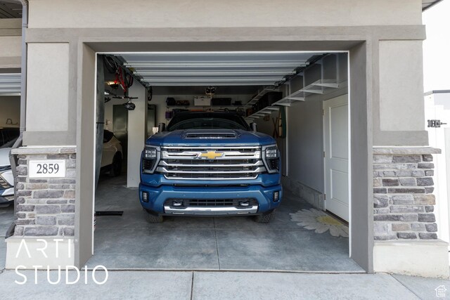 view of garage