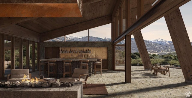 4307 E Escalante Ln, Kamas, UT 84036 - view of patio / terrace with a mountain view and an outdoor fire pit