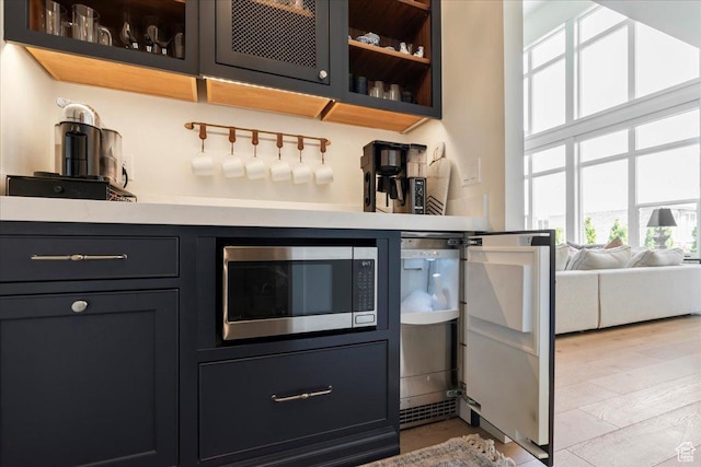 bar with stainless steel microwave