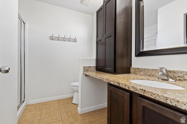 171 S Carrick Dr, Salt Lake City, UT 84115 - full bath with vanity, baseboards, a stall shower, tile patterned flooring, and toilet