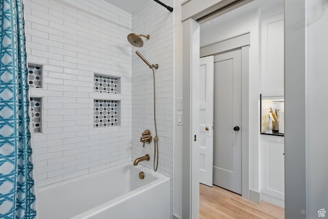 1148 E Kensington Ave, Salt Lake City, UT 84105 - bathroom with wood finished floors and shower / bath combo with shower curtain