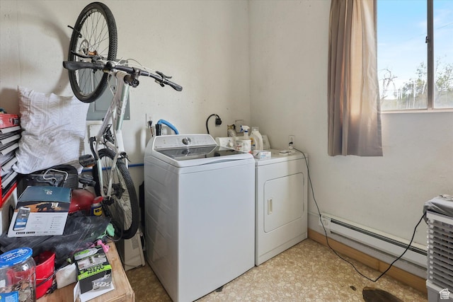 14 E Main St, Goshen, UT 84633 - laundry area featuring independent washer and dryer, laundry area, baseboard heating, and light floors