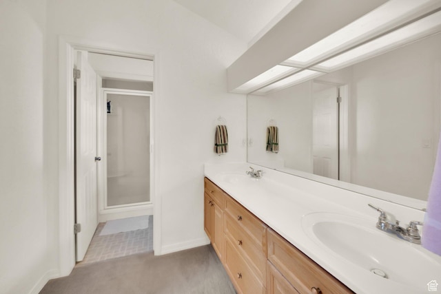 9906 E Lake Pines Dr Unit 1187, Heber City, UT 84032 - full bathroom featuring a shower stall, double vanity, and a sink