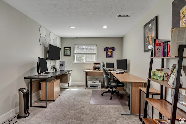 10078 S Shetland Cir S, Jordan, UT 84009 - home office featuring visible vents, baseboards, carpet flooring, and a textured ceiling