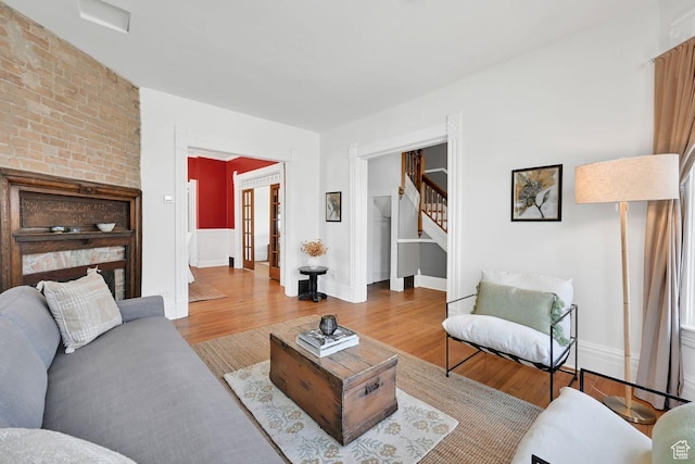 408 E 1700 S, Salt Lake City, UT 84115 - living room with stairway, french doors, baseboards, and wood finished floors