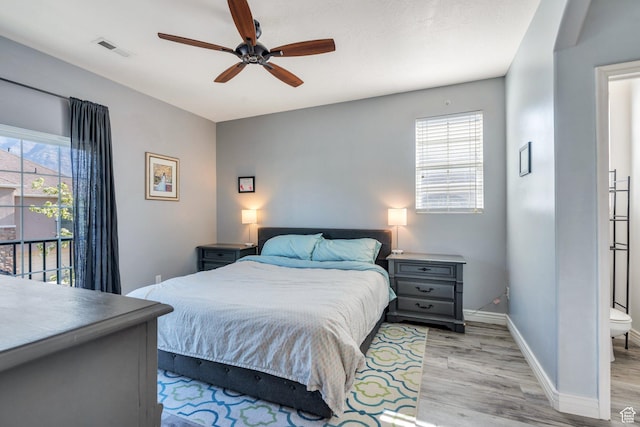 1113 W 160 N, Pleasant Grove, UT 84062 - bedroom featuring light wood finished floors, baseboards, a ceiling fan, and visible vents