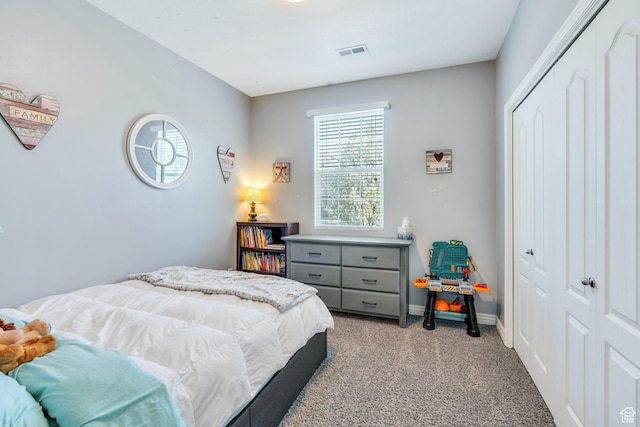 1113 W 160 N, Pleasant Grove, UT 84062 - bedroom with baseboards, visible vents, a closet, and light colored carpet