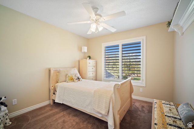 1778 E Indian Wells Ln, Draper, UT 84020 - bedroom with dark colored carpet, baseboards, and ceiling fan