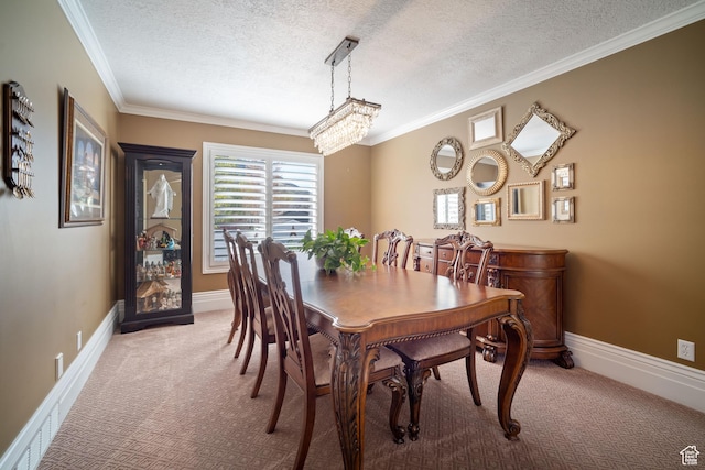 1778 E Indian Wells Ln, Draper, UT 84020 - dining space with crown molding, light colored carpet, and a textured ceiling