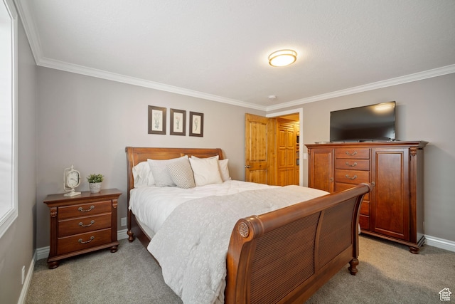 1778 E Indian Wells Ln, Draper, UT 84020 - bedroom with light carpet, baseboards, and ornamental molding