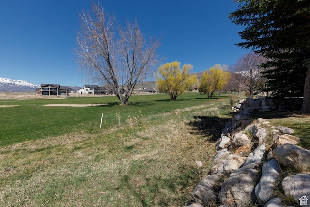 view of yard featuring a mountain view