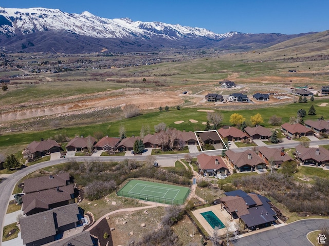 aerial view with a residential view and a mountain view