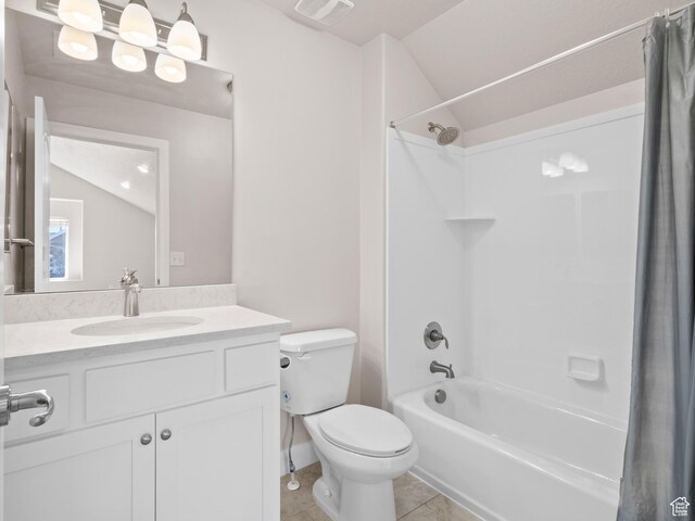 1262 S 50 E Unit 3, Lehi, UT 84043 - bathroom featuring tile patterned floors, visible vents, vaulted ceiling, and toilet