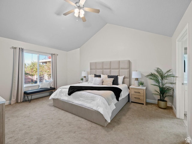 1262 S 50 E Unit 3, Lehi, UT 84043 - carpeted bedroom featuring baseboards, a ceiling fan, and lofted ceiling