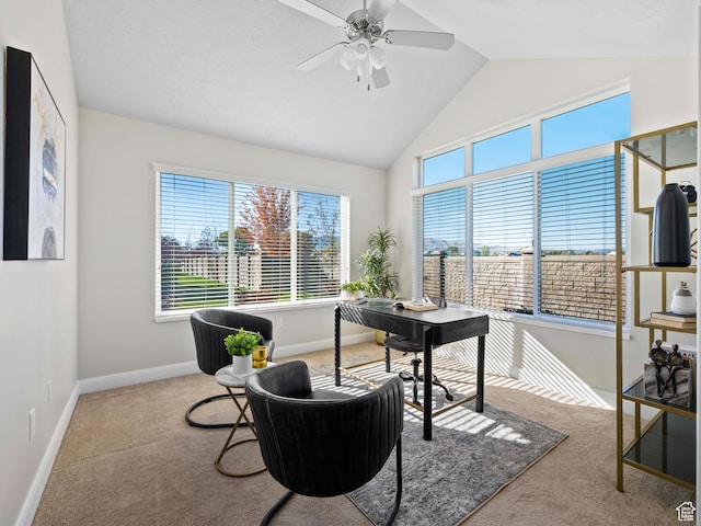 1262 S 50 E Unit 3, Lehi, UT 84043 - carpeted home office with ceiling fan, baseboards, and lofted ceiling