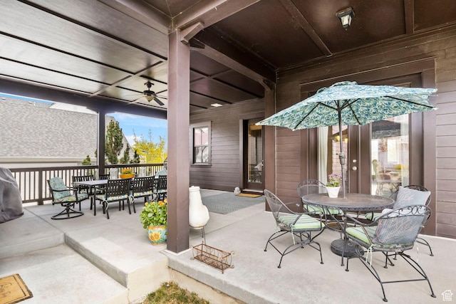view of patio / terrace with outdoor dining space and ceiling fan