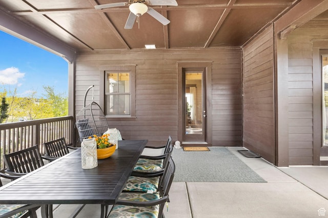 view of patio / terrace featuring outdoor dining space and ceiling fan