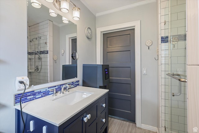 44 E 400 N, Manti, UT 84642 - full bath with a stall shower, wood finished floors, and crown molding