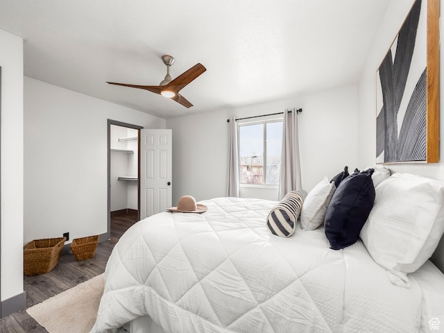 4866 W Diamondleaf Way S, West Jordan, UT 84081 - bedroom featuring wood finished floors, ceiling fan, and baseboards