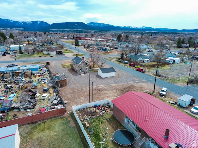 bird's eye view with a mountain view