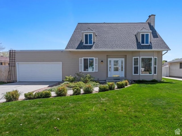 282 E 9545 S, Sandy, UT 84070 - new england style home with a garage, a front yard, fence, a chimney, and concrete driveway