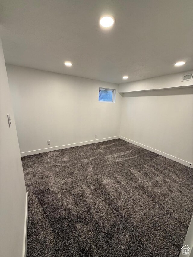 3049 S Orchard Dr Unit B, Bountiful, UT 84010 - below grade area featuring baseboards, dark colored carpet, visible vents, and recessed lighting