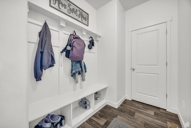 14843 S Beckenbauer Ave, Herriman, UT 84096 - mudroom with baseboards and wood finished floors