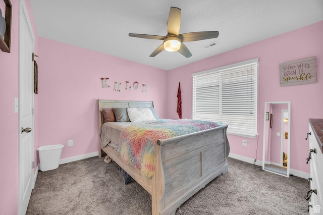 14843 S Beckenbauer Ave, Herriman, UT 84096 - bedroom with visible vents, baseboards, a ceiling fan, and carpet