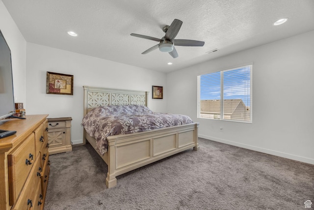 14843 S Beckenbauer Ave, Herriman, UT 84096 - bedroom featuring a textured ceiling, recessed lighting, visible vents, and carpet floors